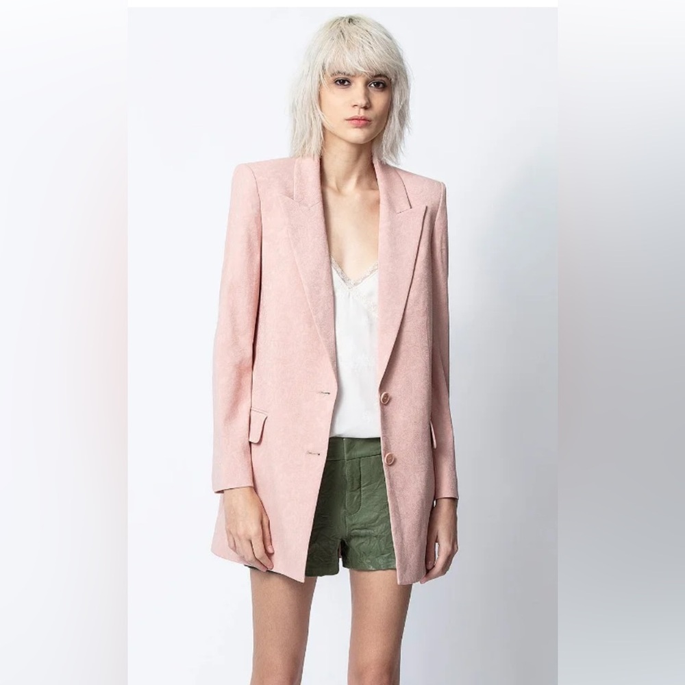 NEW NWT ZADIG & VOLTAIRE Vita Jac Mandala Jacket blush blazer size Large